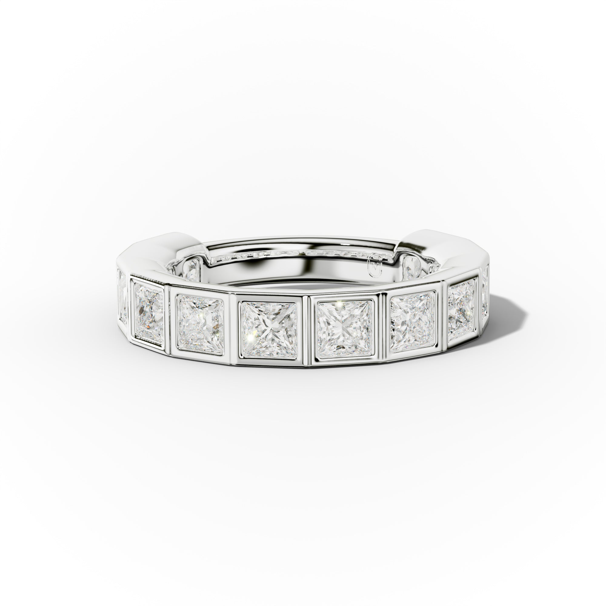 3.0 Carat Bezel Set Princess Cut Diamond Anniversary Band